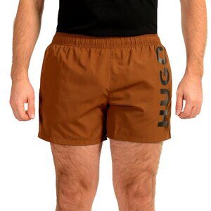 Hugo Boss Men's "ABAS" Brown Logo Print Swim Board Shorts US M IT 50